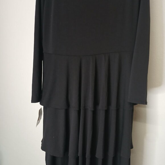 NWT LuLaRoe Georgia Black 3 tier ruffle mid length dress long sleeve size 3X - Picture 5 of 9